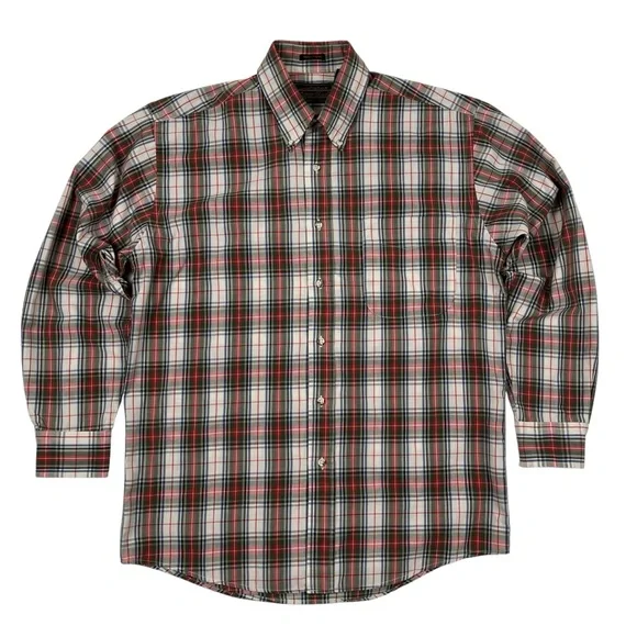 Vintage 80s Eddie Bauer Marin Poplin Multicolor Plaid Button Up Shirt USA Made - Picture 2 of 11